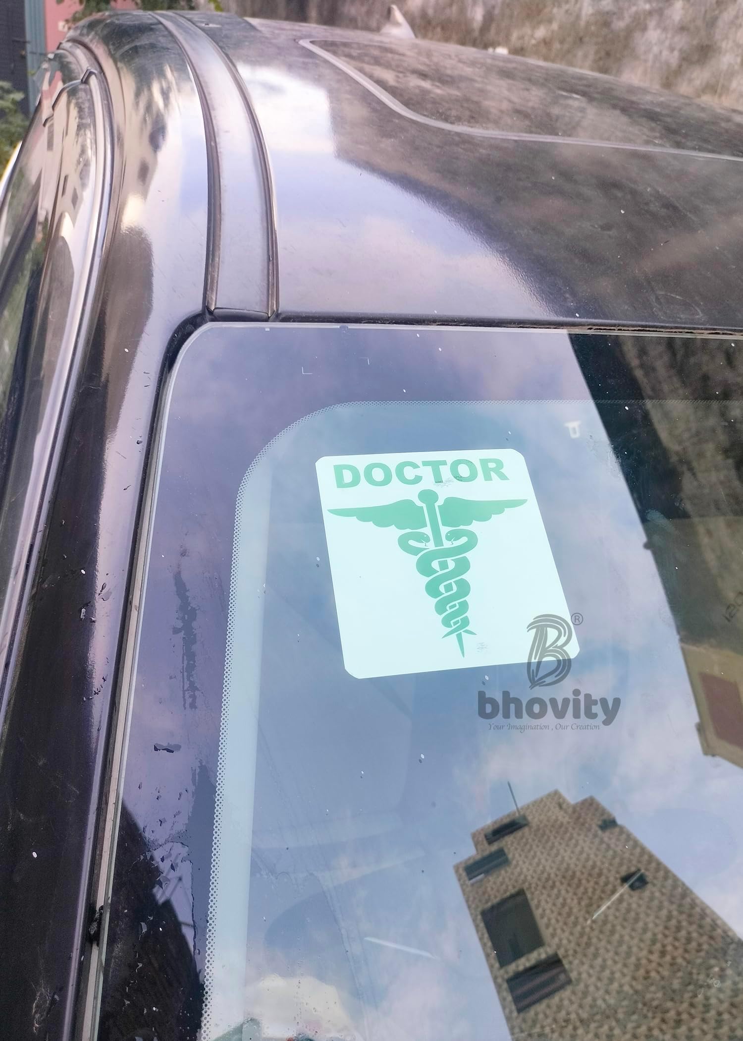 Pack of 2 Inside Sticker with Front Adhesive Doctor (Green) Sticker for Car