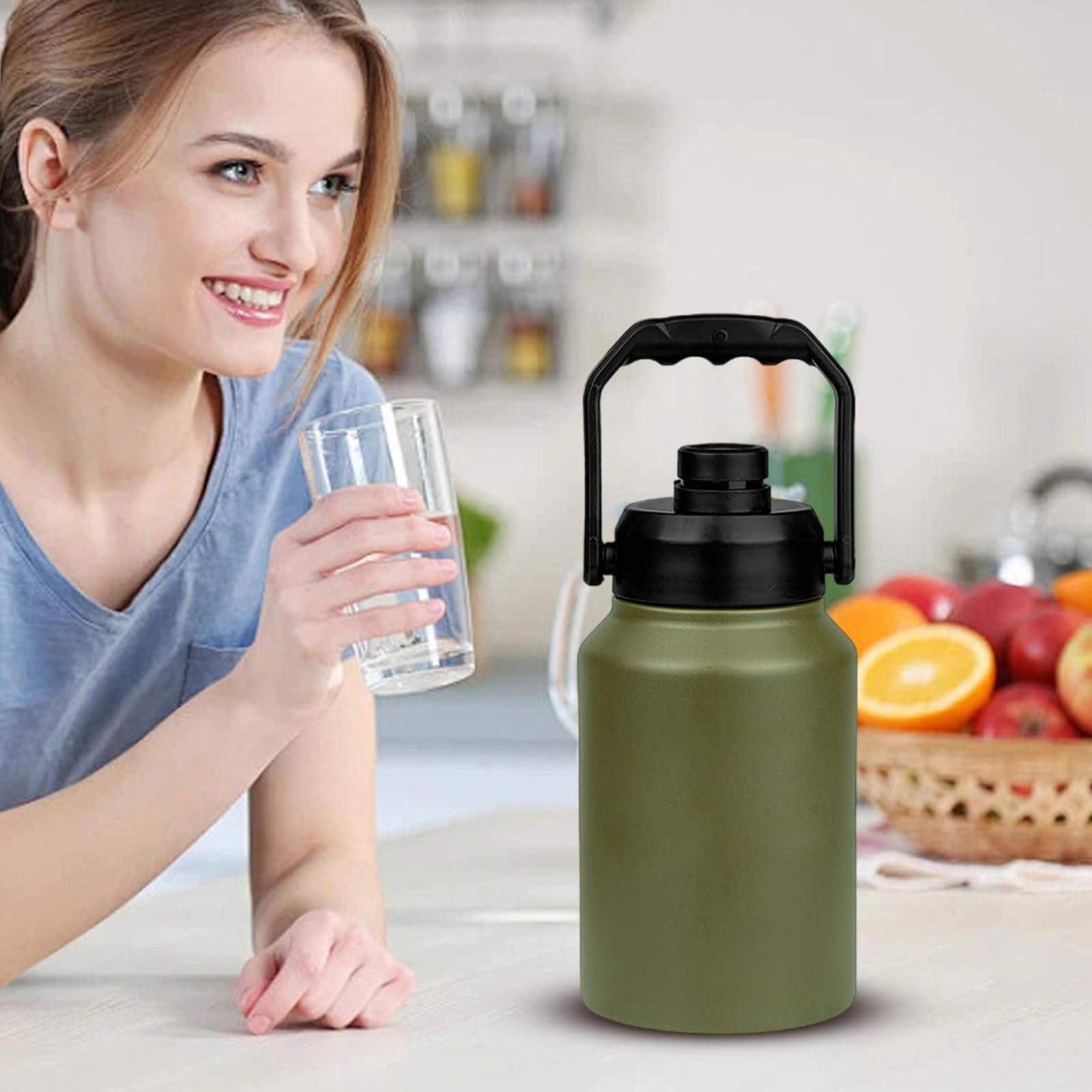 Cubo De Hielo Isotérmico Con Tapa Asa Portátil, Botella De Agua Incluida