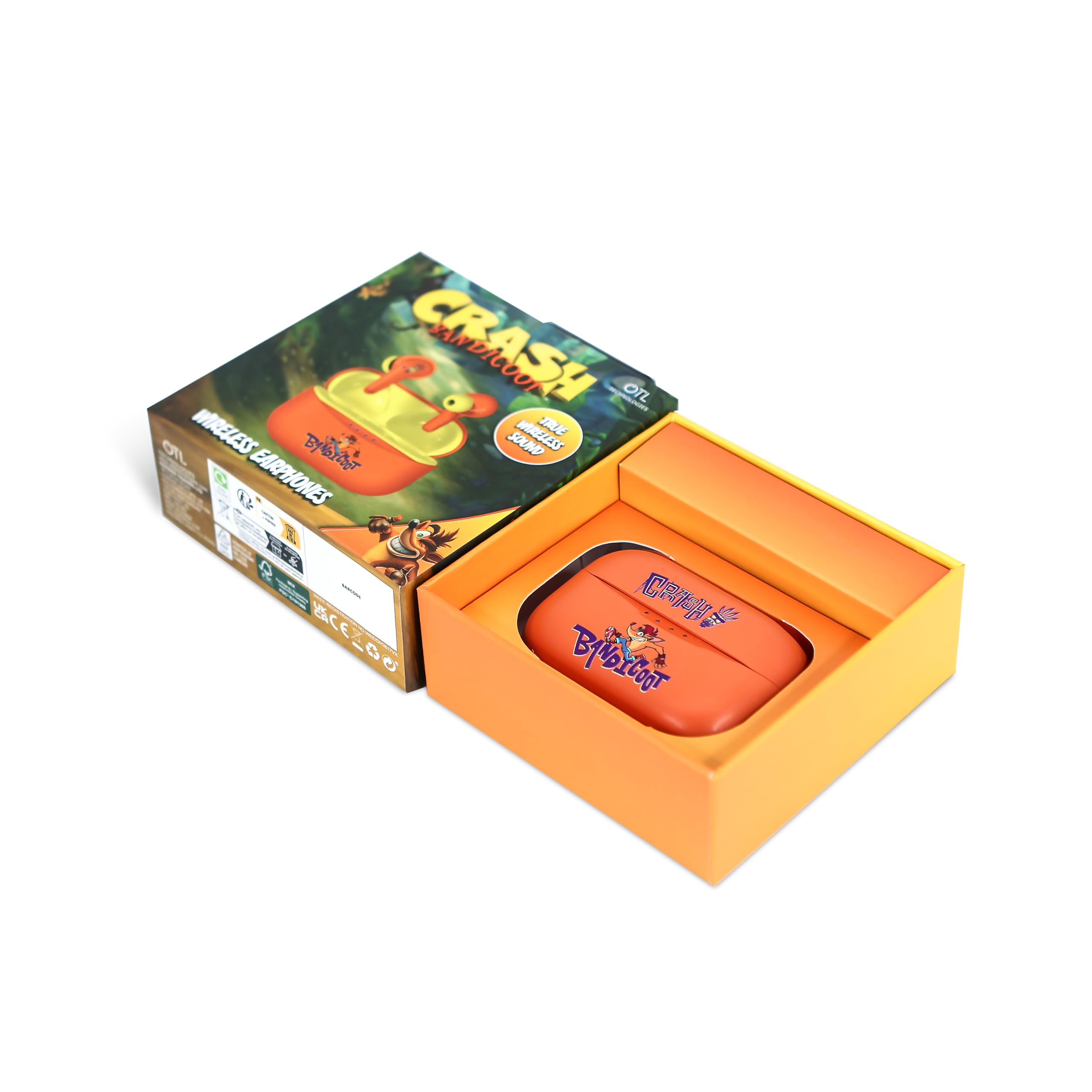 OTL Technologies Auriculares INALÁMBRICOS Crash Bandicoot con Estuche DE Carga Ear PODS Color Naranja