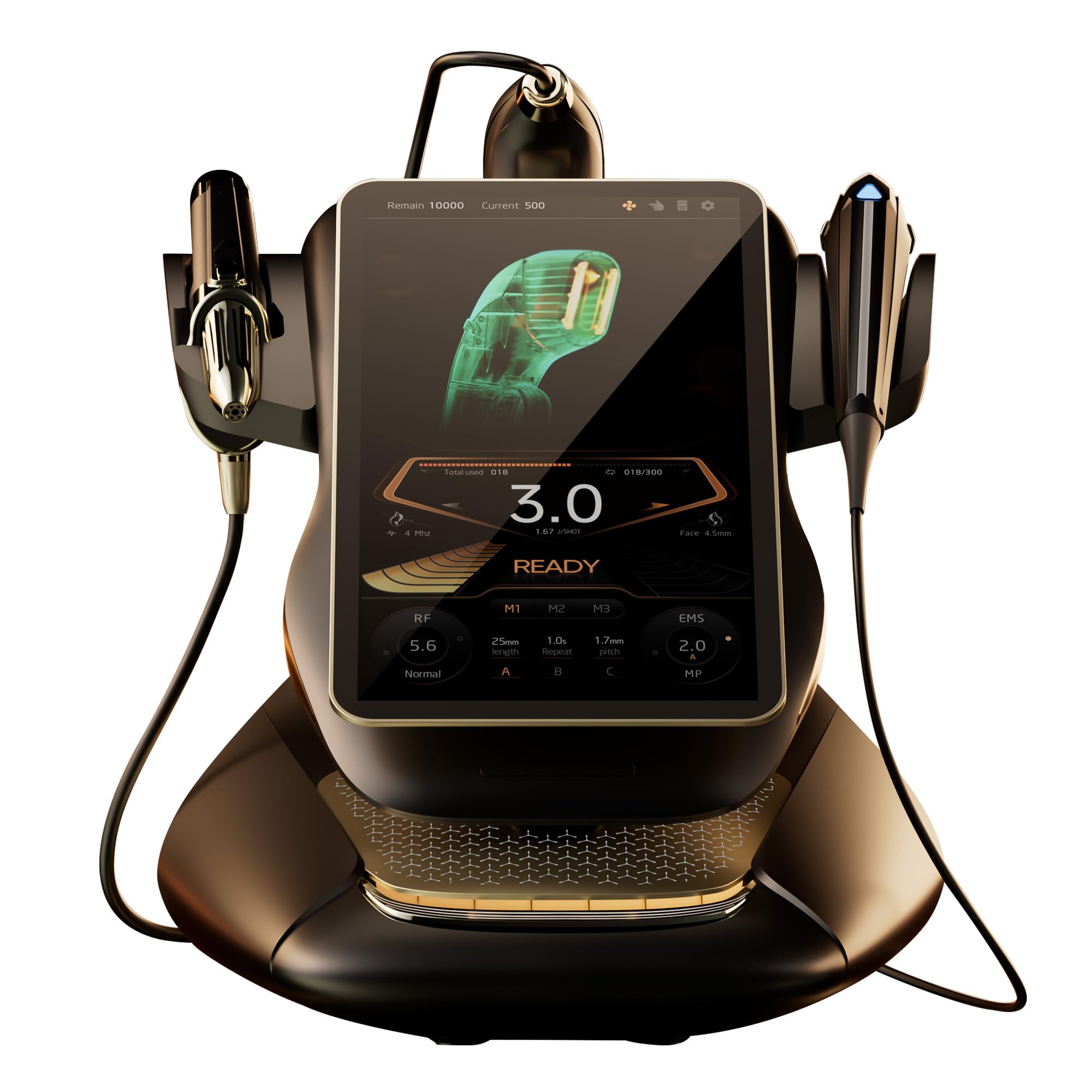 3-in-1 Anti-Aging-Gerät mit RF, EMS und Ultraschall, Faltenentfernung, Hautstraffung und Anti-Schwellungen, 15,1-Zoll-HD-Touchscreen