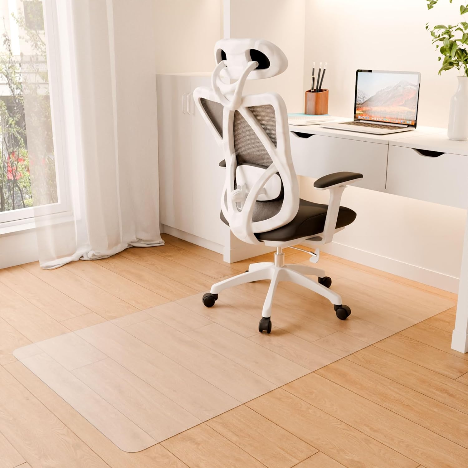 large office chair mat for hardwood floors, 36" x 72" hard floor protector for desk chair, easy glide transparent plastic floor mat for rolling chairs (rectangle) 36" x 72" for hard floor