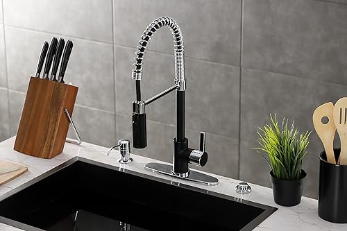 Miniatura 8 de Kingston Brass LS8779CTL Continental - Grifo de cocina de preenjuague, 9.81 x 8 x 19.63, negro mateníquel satinado