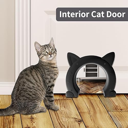 Miniatura 7 de Fhiny Puerta interior de puerta para gatos, puertas de gatitos sin solapa para pared, duraderas y fáciles de instalar, añade privacidad, puerta para