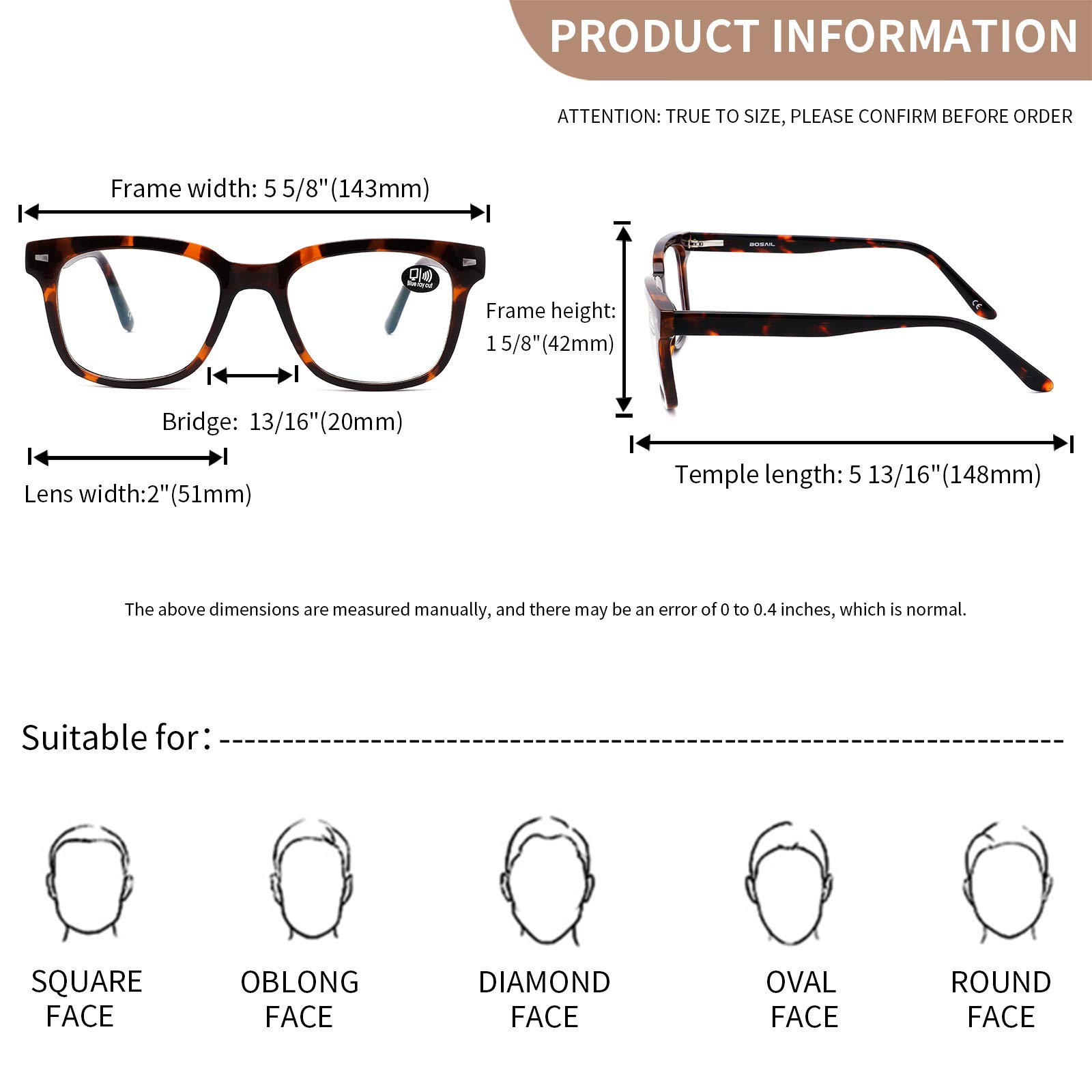 Blue Light Blocking Glasses,Tritan Material Square Frame Eyeglasses for Women Men,Anti UV Eyestrain Gaming Glasses