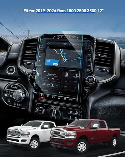 Miniatura 7 de Protector de pantalla de coche para Dodge Ram 1500 2500 3500 2019-2024 Accesorios TRX Rebel Laramie Limited Uconnect Trucks Pickup 12" Vidrio