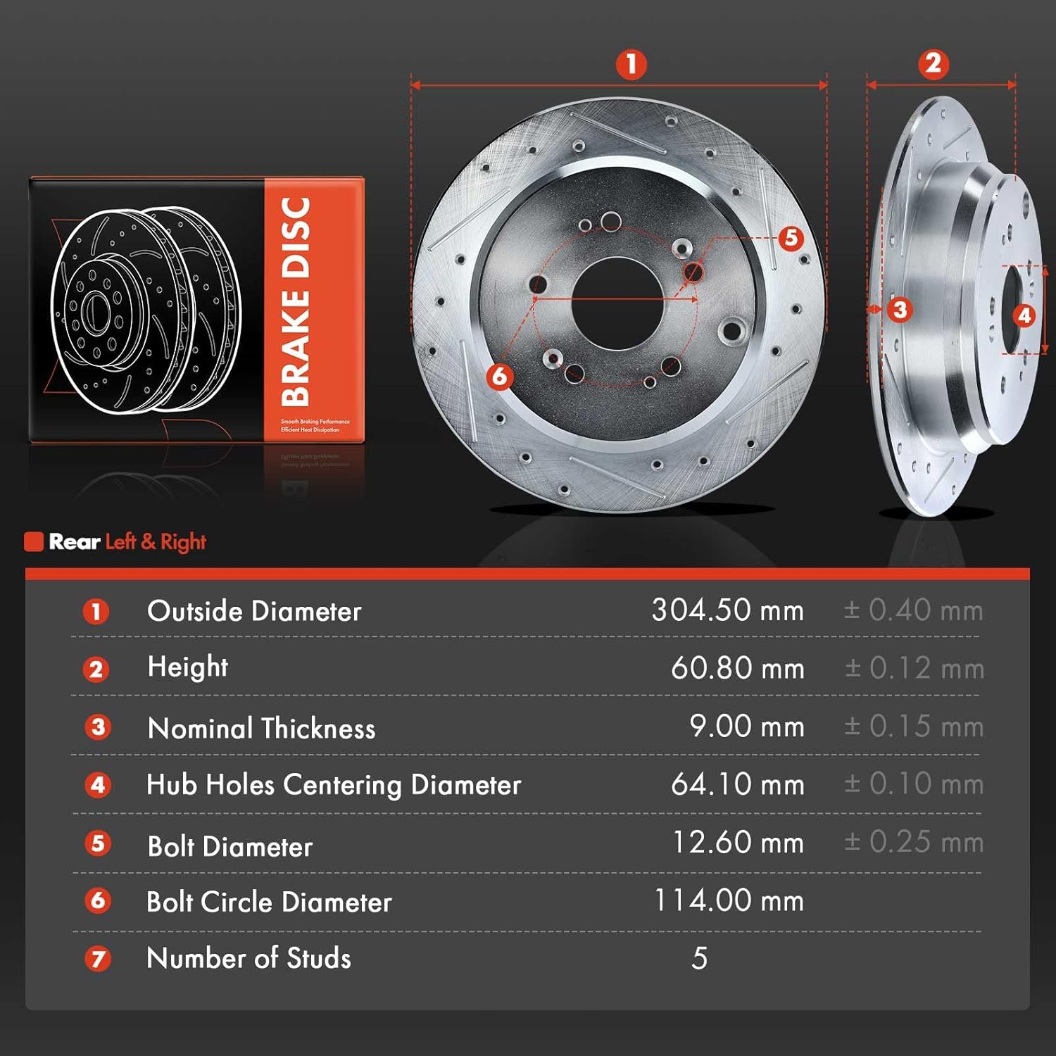 A-Premium Front and Rear Drilled and Slotted Disc Brake Rotors + Ceramic Pads Kit Compatible with Select Acura and Honda Models - RDX 2010-2012, CR-V 2007-2016, 12-PC Set