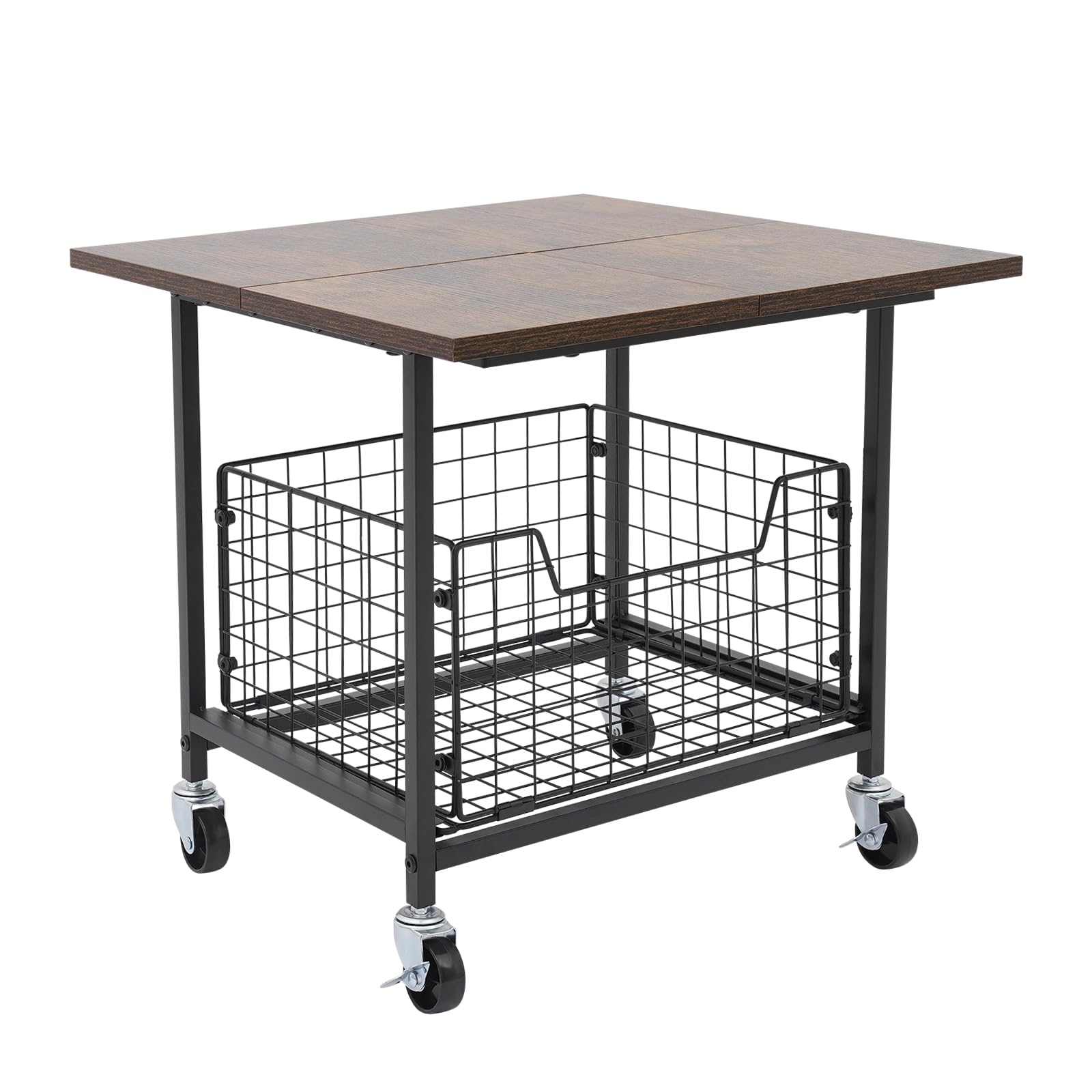 Mini soporte para nevera portátil resistente con ruedas y cesta de almacenamiento extensible, para hogar, oficina o dormitorio, hasta 150 kg (50 x 50 x 44,2 cm)