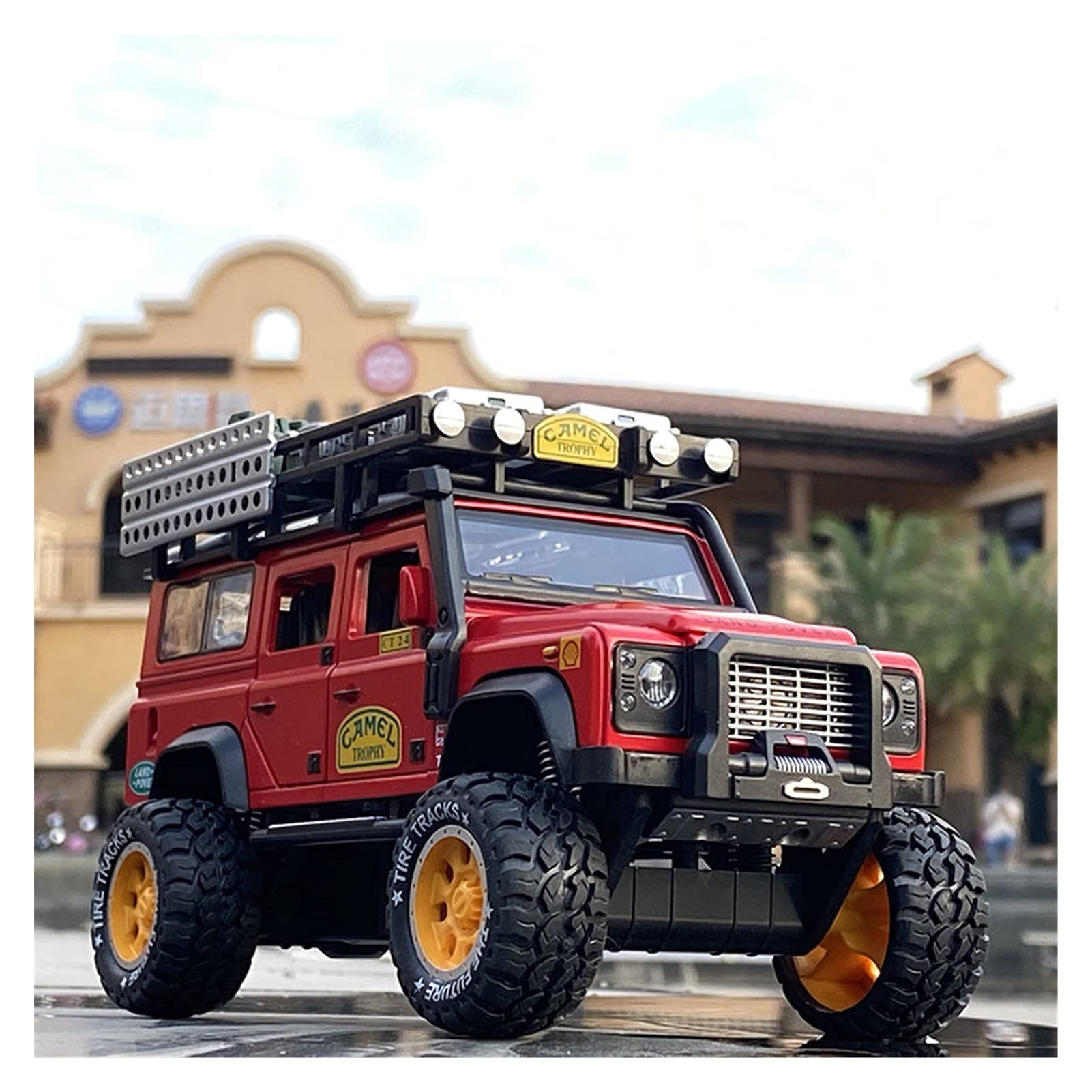 Veicoli a Motore in Scala 1/28 para Land Rover Defender Camel Cup Simulación De Fundición A Presión Modelo De Coche Todoterreno Vehículo De Juguete Modello di Auto Replica (Color :