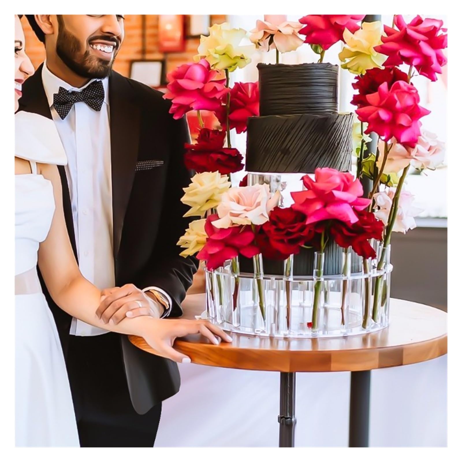 Soporte redondo transparente para tartas, bandeja de postre de boda y fiesta, 30 cm, decoración de corona de flores, herramientas grandes para eventos y celebraciones