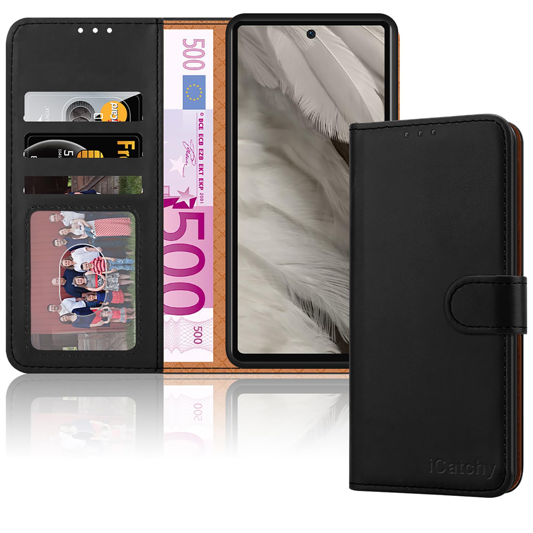Custodia a portafoglio per Google Pixel 7A, quadrifoglio