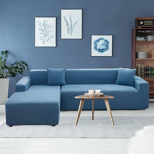 Miniatura 5 de OKYUK Funda para sofá modular en forma de L, 2 fundas de sofá jacquard de alta elasticidad de 3 + 3 asientos + 2 fundas de almohada, protector