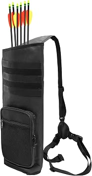 Lightweight Back Arrow Quiver, Holds 22-28 Arrows, Molle System, Adjustable 3-Point Carry, Ideal for Target Practice & Training Left/Right Hand