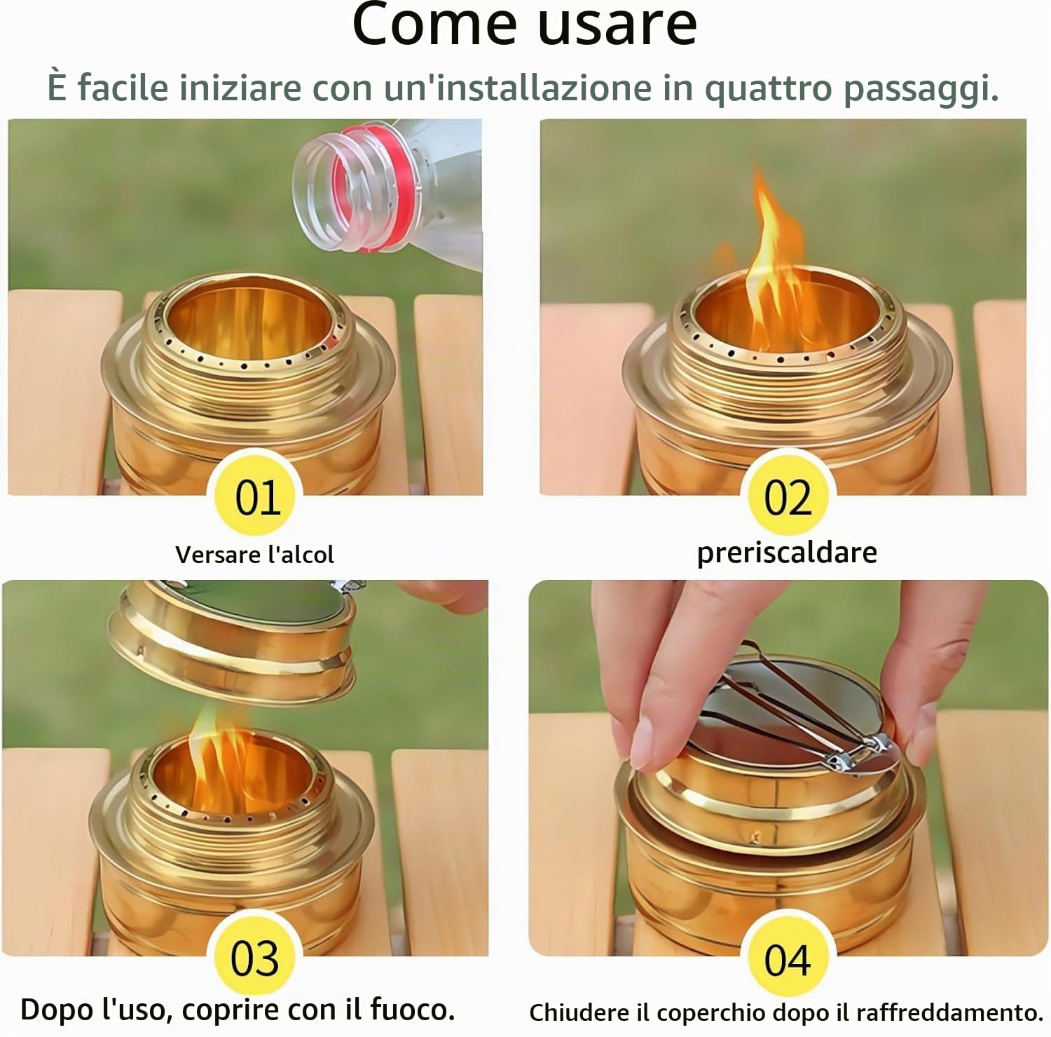 Mini Fornello ad Alcool, Mini Bruciatore da Campeggio Rame Bruciatore Portatile ad Alcool 188 g per Outdoor Picnic Escursionismo Cucinare (Grigio)