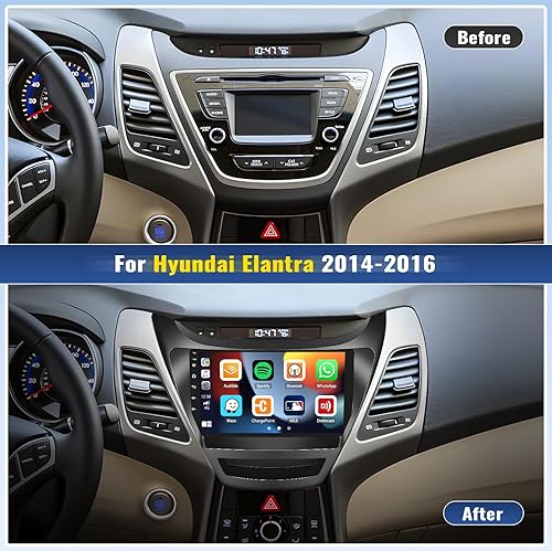 Miniatura 2 de CAMECHO Estéreo de coche Android 13 para radio Hyundai Elantra 2014-2016, enlace inalámbrico Carplay Android Auto Mirror Link, pantalla táctil de 9