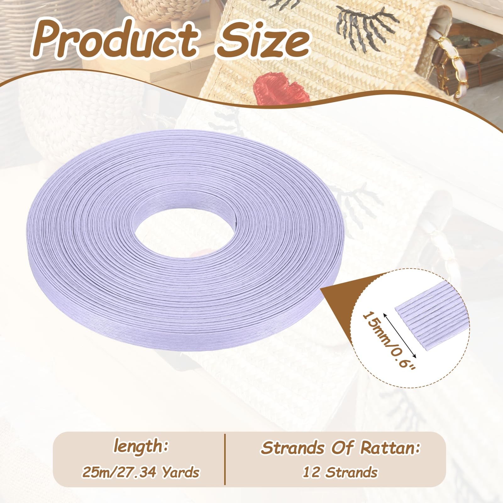 PATIKIL 27.3 Yards x 0.6" Paper Rattan Weaving Cane - Image 2