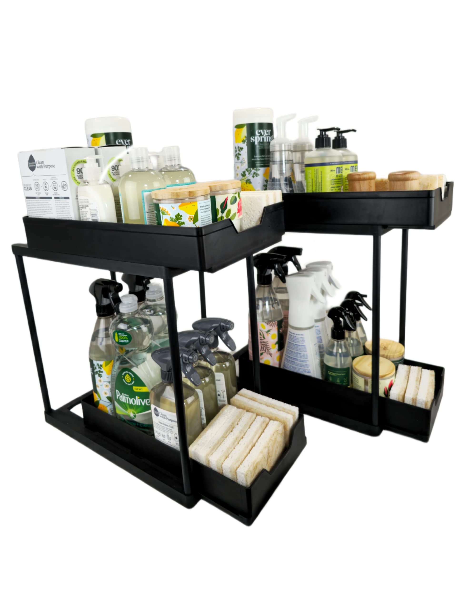 Under Sink Organizer and Storage (Top & Bottom Slide) 2 Pack Kitchen