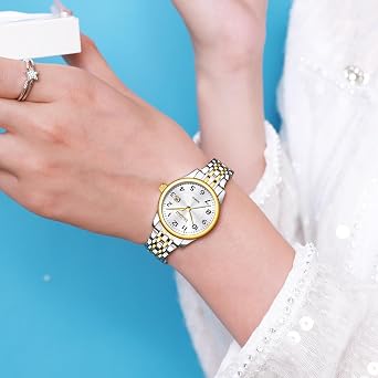 Taxau Womens Watch with Stainless Steel Strap - Quartz Analog Wrist Watch Waterproof - Fashion Ladies Dress Watches for Ladies