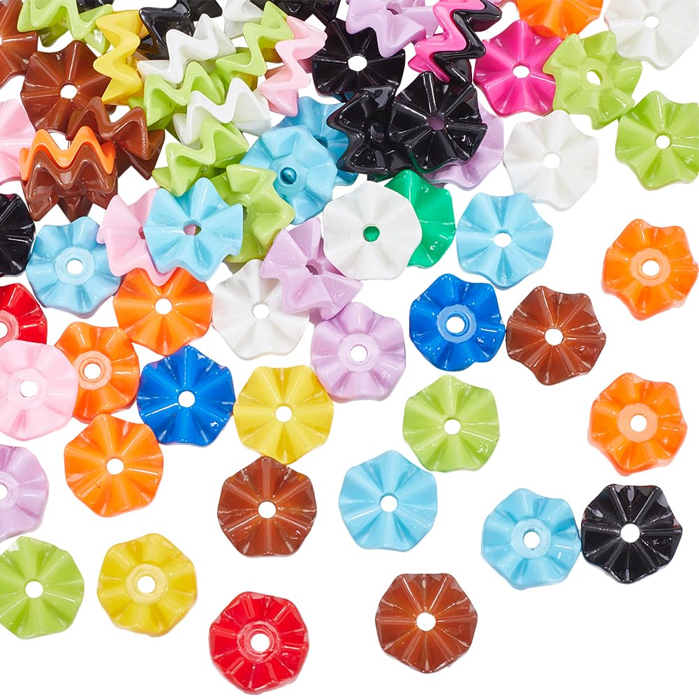 Perles en vrac acryliques de couleur bonbon : 100 petites perles fleurs et flocons de neige