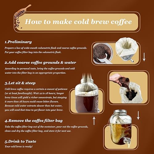 Miniatura 5 de Bolsa de filtro reutilizable para café frío compatible con el sistema Toddy Cold Brew, bolsa de filtro de café apta para tarros Mason, jarras,