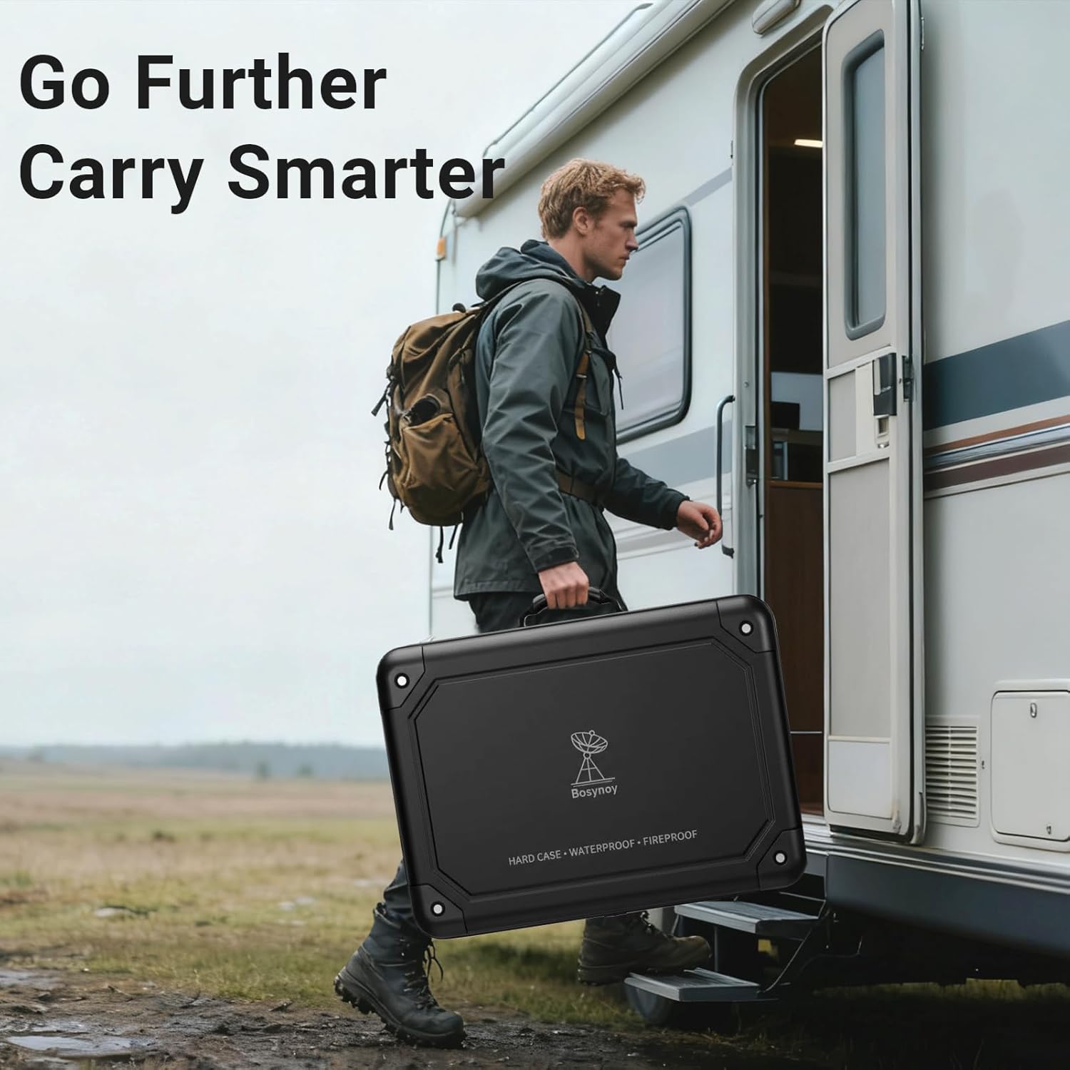 Bosynoy Carrying Case Compatible with Starlink Gen 3, Shockproof Satellite Dishes Case with Custom Fit Interior for Accessories, Water-resistant Travel Bag with Security Lock for RV and Camping, Black