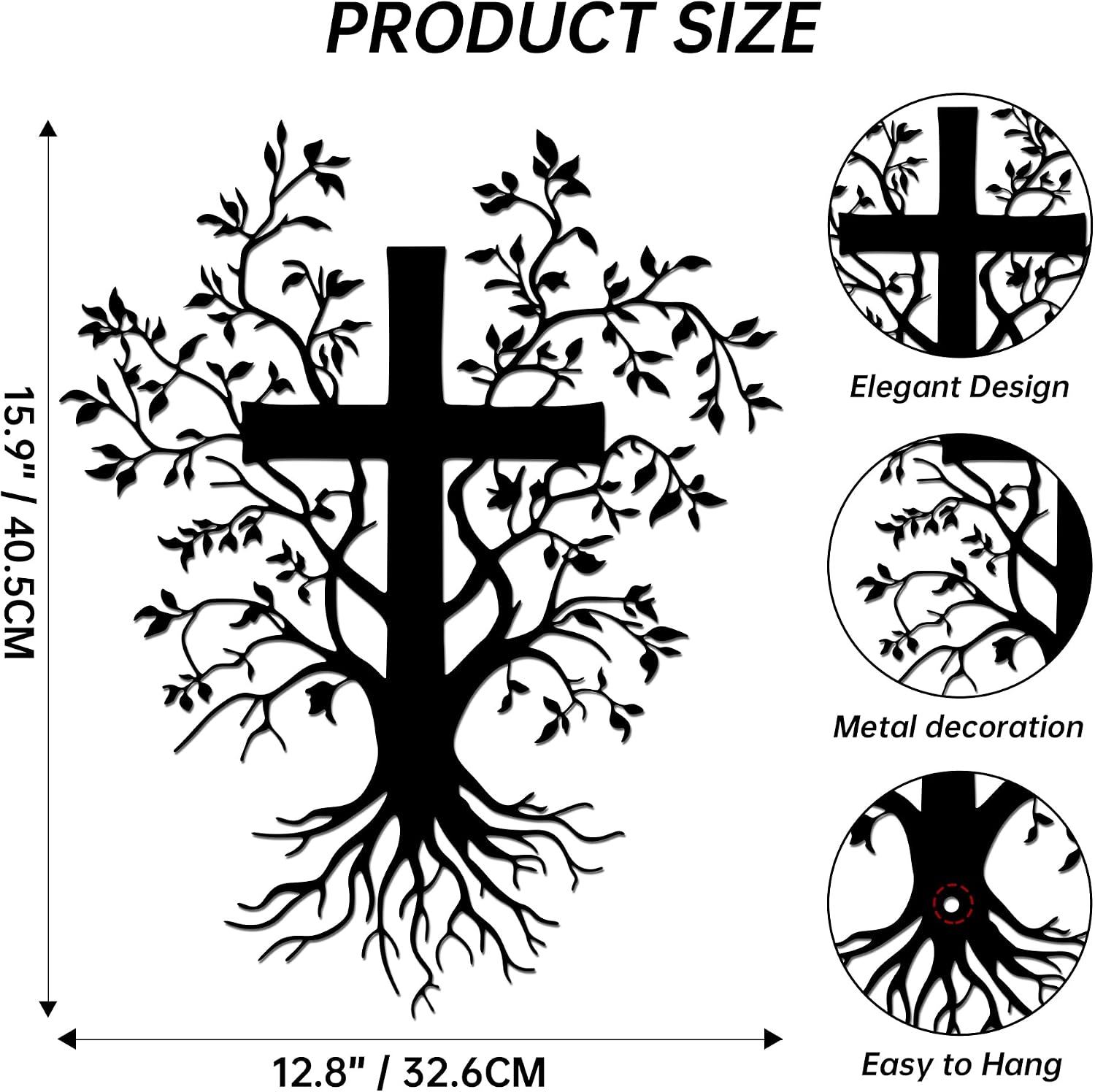 YATEASLU Jesus Cross and Tree of Life Metal Wall Art Decor