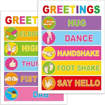 QOUBAI Colorful Classroom Greetings Poster Decor, Classroom Rules Greeting Choice Posters for Educational, Preschool Elementary Teachers Must Haves, Back to School Bulletin Board Welcome Supplies