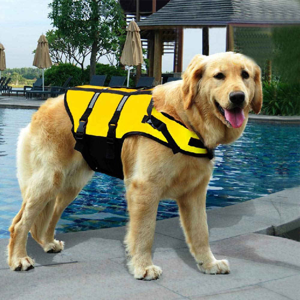 Izefia Dog Life Jacket Swimming Safety Coat Floatation Life Vest Life Saver with Handle for Small Dog Puppy Large Dog (Yellow, XXS) - Image 4