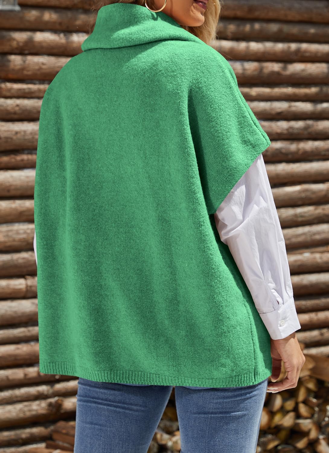 ZDC Womens Oversized Turtleneck Sweaters Short Batwing Sleeve Casual Slouchy Loose Fit Lightweight Pullover Knit Tops - Image 5