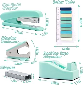 Purple Cute Office Supply Set: Stapler, Tape Dispenser & More | Desk Accessories for Women – Gift for Students, Coworkers & Boss
