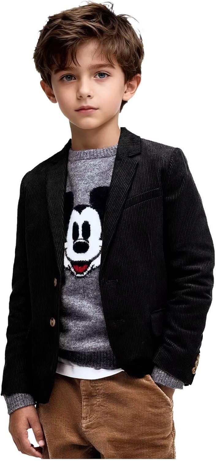 ORBITRAY 2-14 Years Corduroy Notch Lapel Coat First Communion Jacket Coats for Boys Fall Coat Winter Dinner Dress Blazers