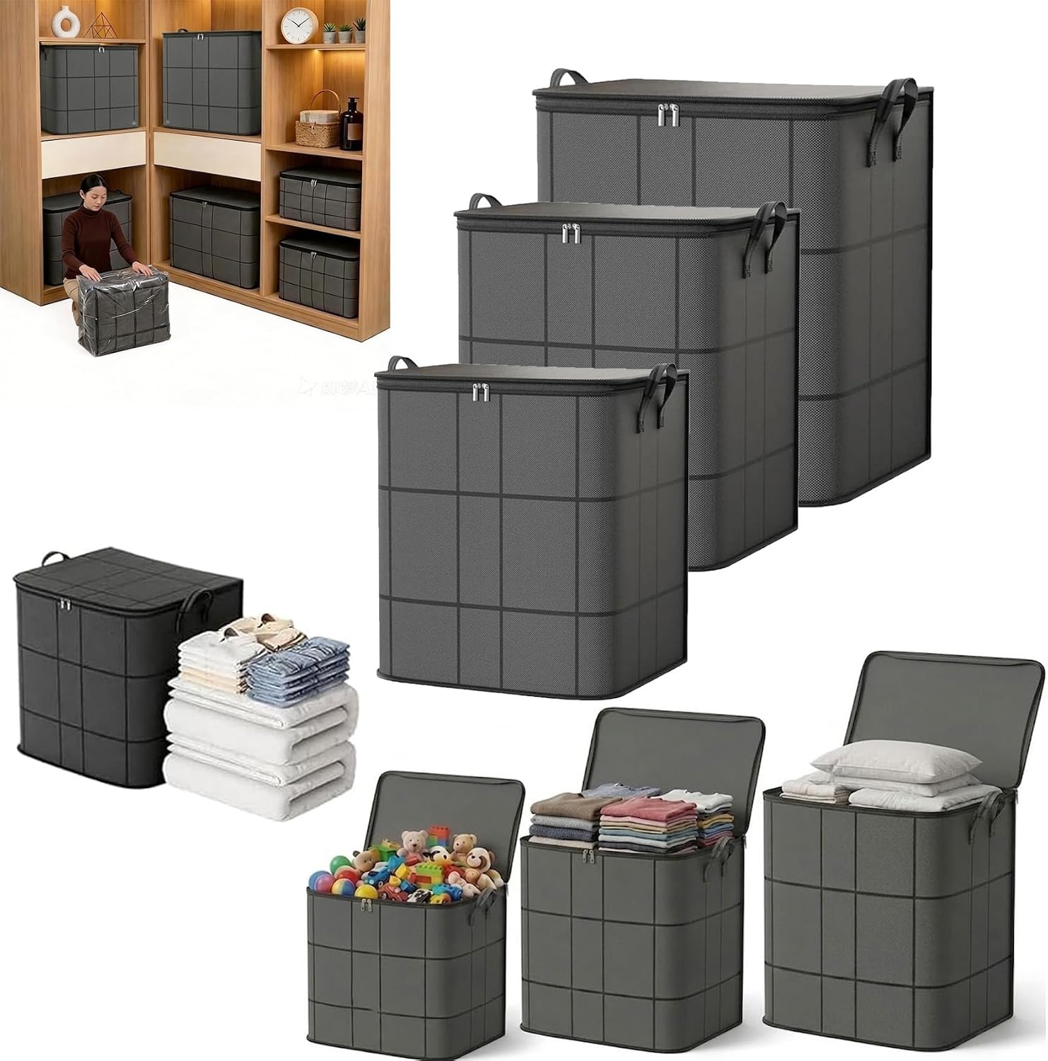 Spacious Foldable Moving Storage Bag Organizer (3Pcs Mix)
