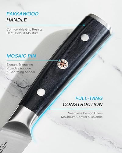 Miniatura 4 de KYOKU Cuchillo de pelar de 3.5 pulgadas, cuchillo pelador de la serie Samurai con mango de madera de Pakkawood, cuchillo afilado japonés de acero de