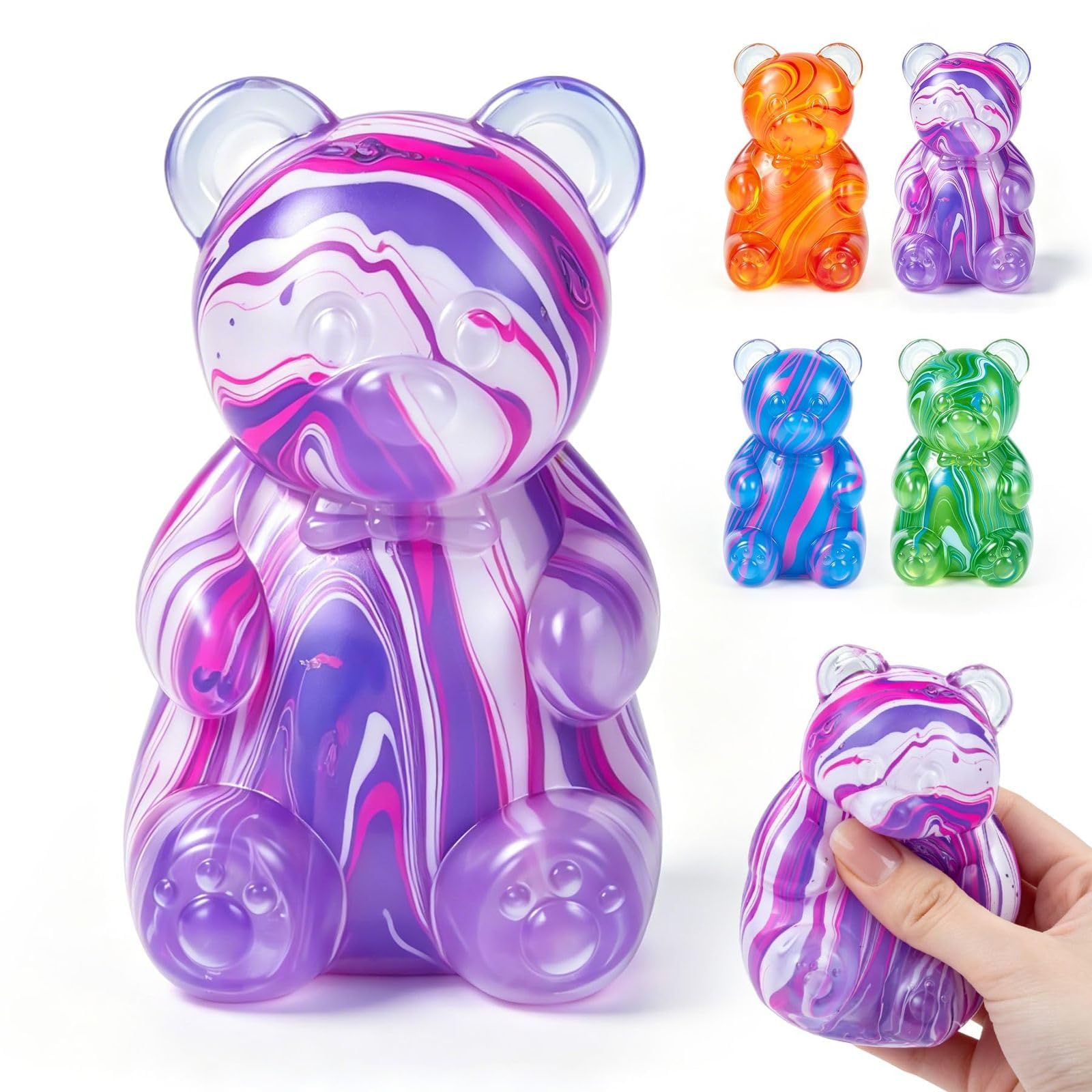 2Pcs Gummy Bear Squishy, Taba Squishy, Random Color, Toy for Classroom Fidgeting, Portable Sensory Play Gift for Birthday Parties, One Piece Included (randon2)-image-11