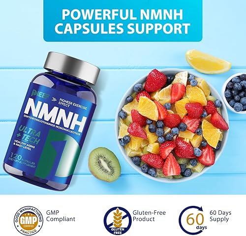 Miniatura 7 de Suplemento NMNH de 1000 mg, 120 cápsulas para aumentar las palancas NAD+ para energía celular y fórmula antienvejecimiento, vegana y sin OMG