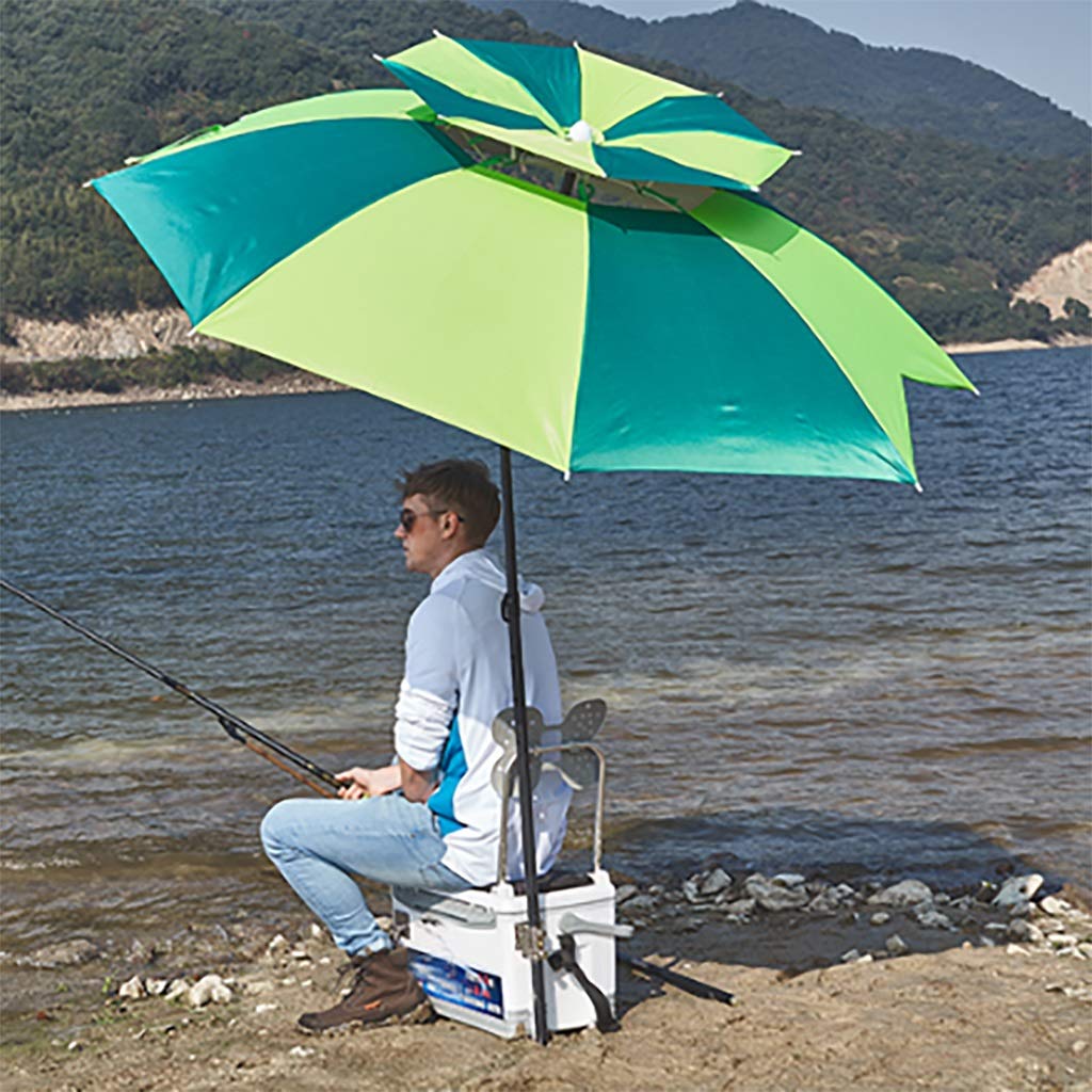 LNNW Grande ombrello da pesca 2,2 m / 2,4 m di spessore antainproof antipioggia a pressione solare a pioggia a tre volte per Spiaggia, Patio, Giardino, Pesca all'aperto ( Color