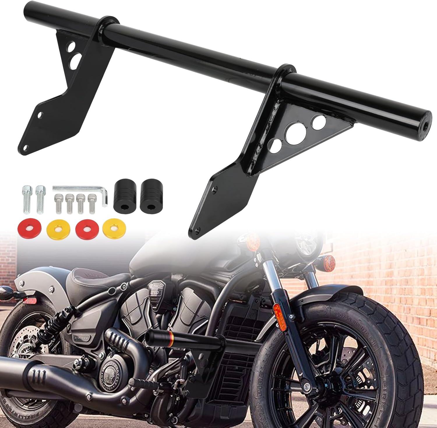 Motorcycle Rider Front Engine Guard Crash Bar Highway Foot Peg Fits for Indian Super Scout/Sport Scout/Scout Sixty Bobber/Scout Classic/Scout Bobber 2025-Later Highway Foot Rests Footpegs Black