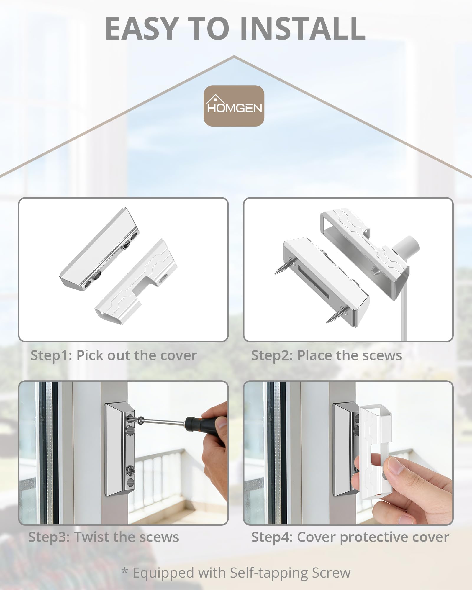 HOMGEN Paquete de 20 cerraduras fiables para ventanas para gatos de 19 cm de largo, con tornillos y llaves, cerraduras de seguridad para ventanas de UPVC