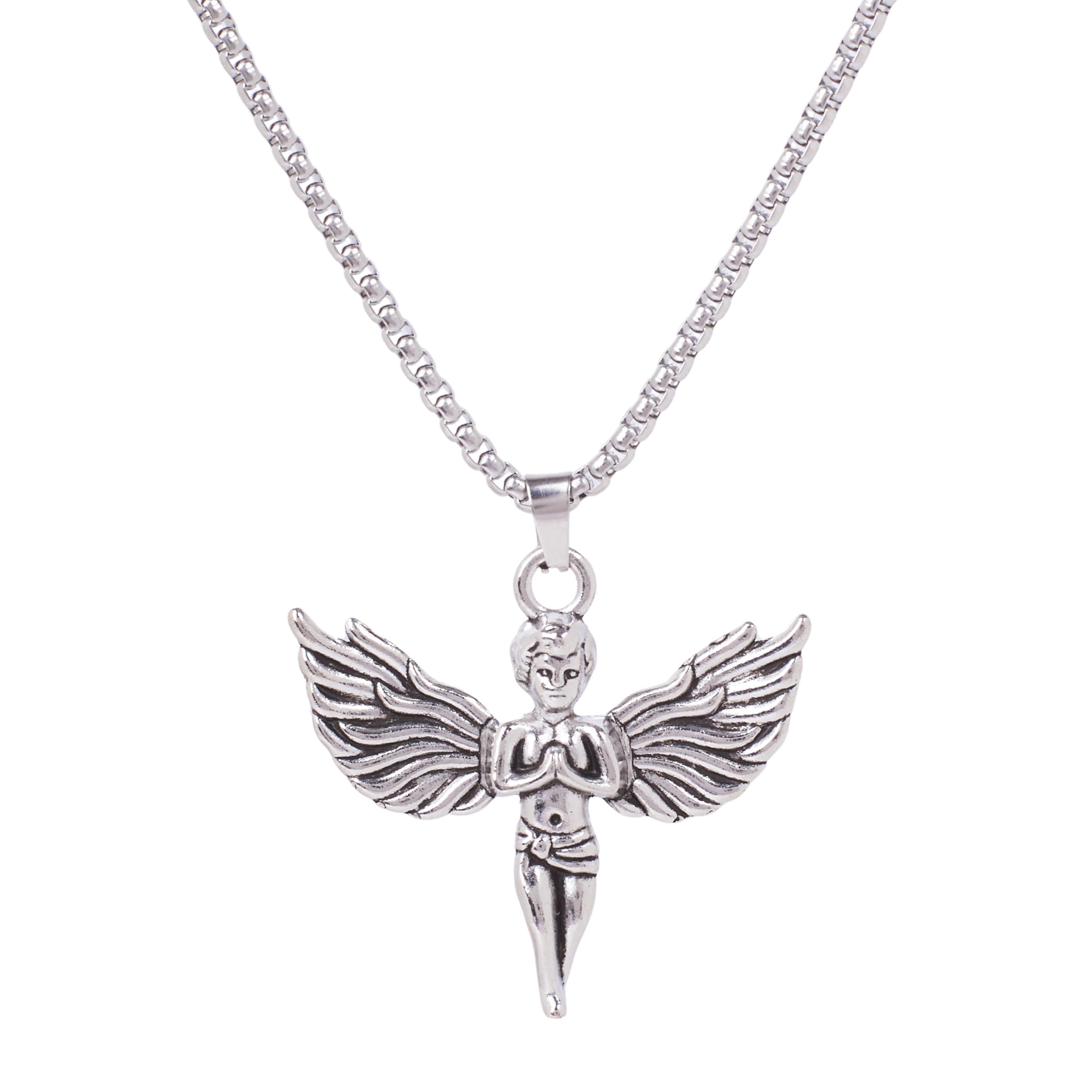 Salty Alpha Greek Angel Neck Chain for Men & Boys | Stainless Steel Pendant Locket Necklace | Mens Jewellery | Modern Design | Fany & Stylish Mens Accessories | Diwali, Birthday, Anniversary & Special Occassion Gift | Everyday Wear Aesthetic Jewelry (B0C8LDW71M) Amazon Price History, Amazon Price Tracker