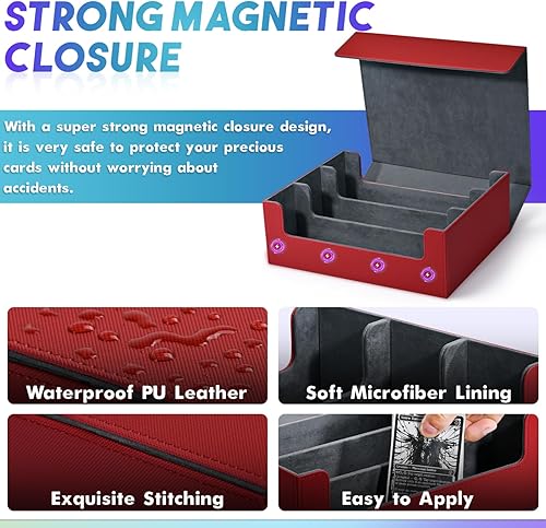 Miniatura 4 de UAONO Caja de almacenamiento de tarjetas para tarjetas intercambiables, funda de cartas premium con capacidad para más de 1800 tarjetas de una sola
