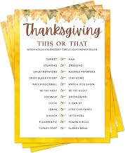 Thanksgiving Party Game Cards, This or That Game Cards for 30 Guests, Friendsgiving Trivia Games Fall Thanksgiving Harvest Activities Party Games Supplies -A06