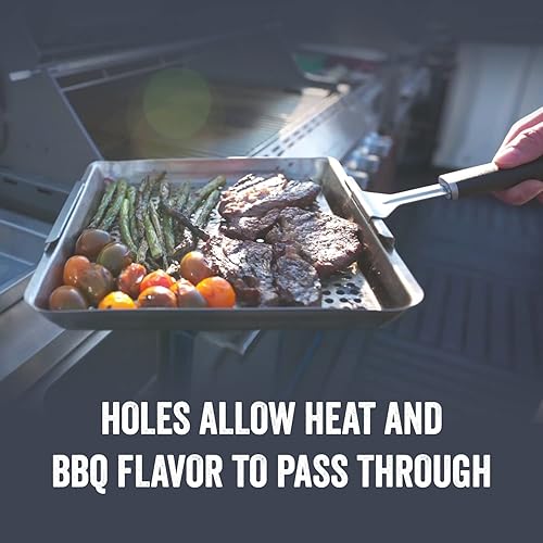 Miniatura 6 de Yukon Glory™ BBQ 'N SERVE - Juego de cestas anchas – Cesta para parrilla – La cesta de parrilla incluye una bandeja para servir y un asa de clip –