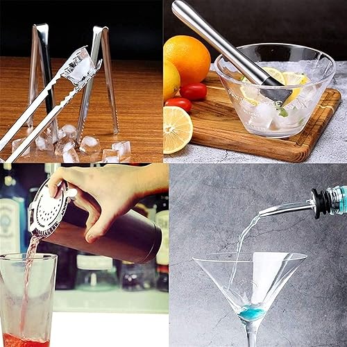 Miniatura 4 de ONOTEC Kit de camarero de 12 piezas con soporte  Juego de coctelera para mezclar bebidas  Herramientas de barra coctelera de Martini, jigger,