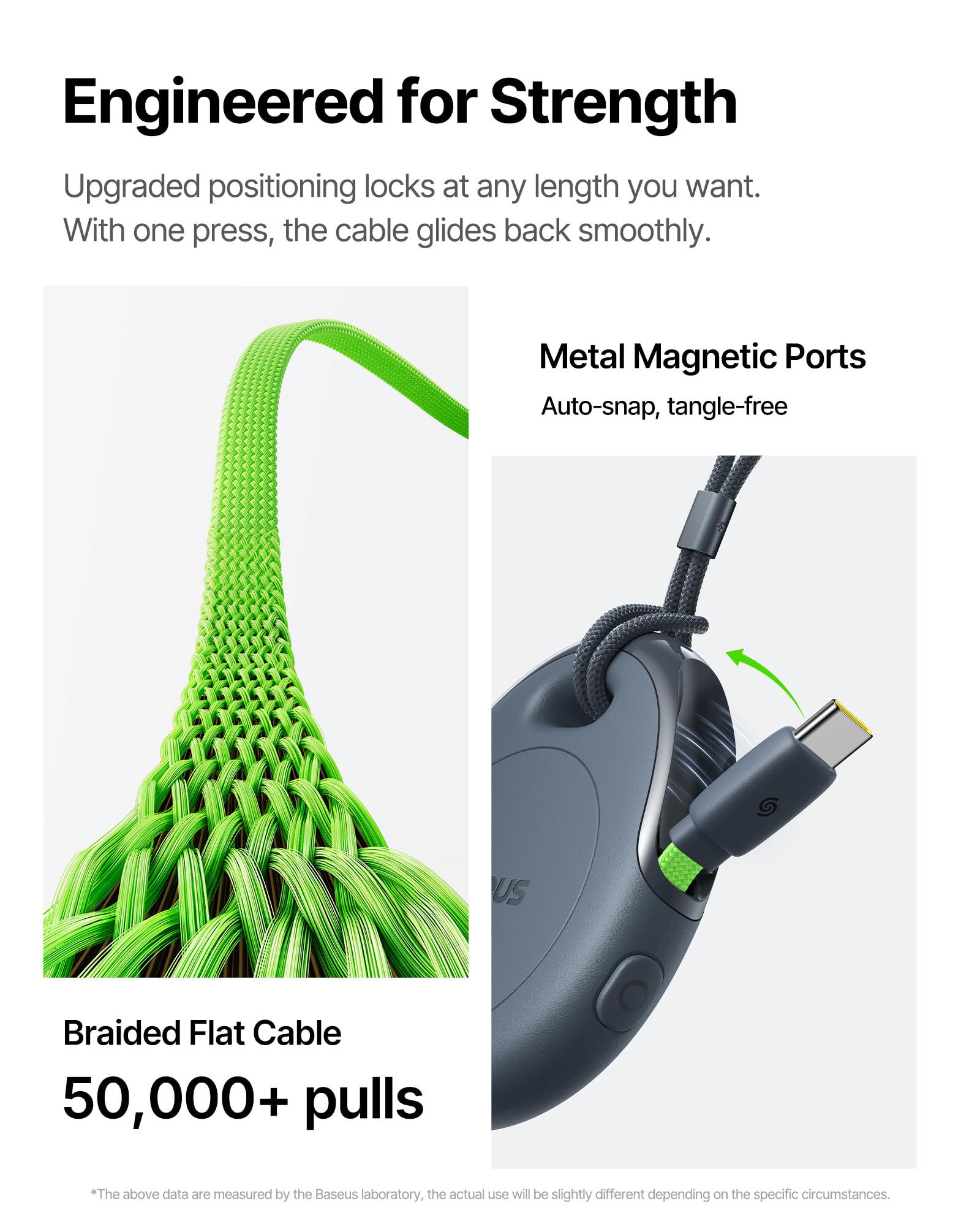 Baseus Cavo USB C a USB C, 240 W, retrattile con una sola pressione, cavo di ricarica rapida magnetico con fibbia per iPhone 17/16/15 Pro Max, MacBook Pro/Air, Samsung S26/S25, Pixel 10/9 (1 m)