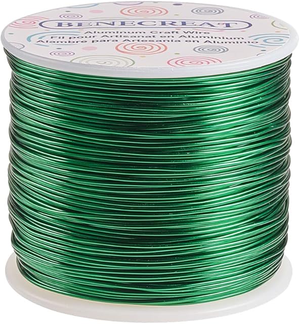 BENECREAT 18 Gauge (1mm) Bendable Aluminum Wire 492FT (150m) Anodized Jewelry Craft Wire for Sculpture, Bike Modelling, Skeleton Crafting, Floral, Jewelry- Green