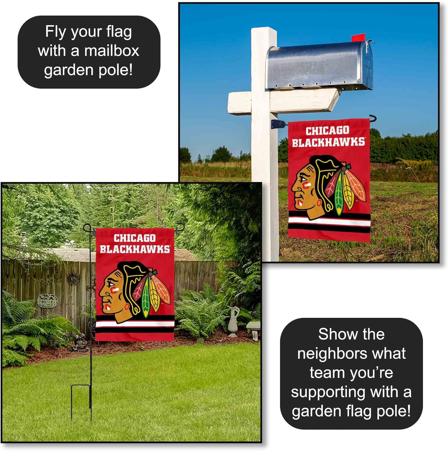 Chicago Blackhawks Red Double Sided Garden Flag - Image 4