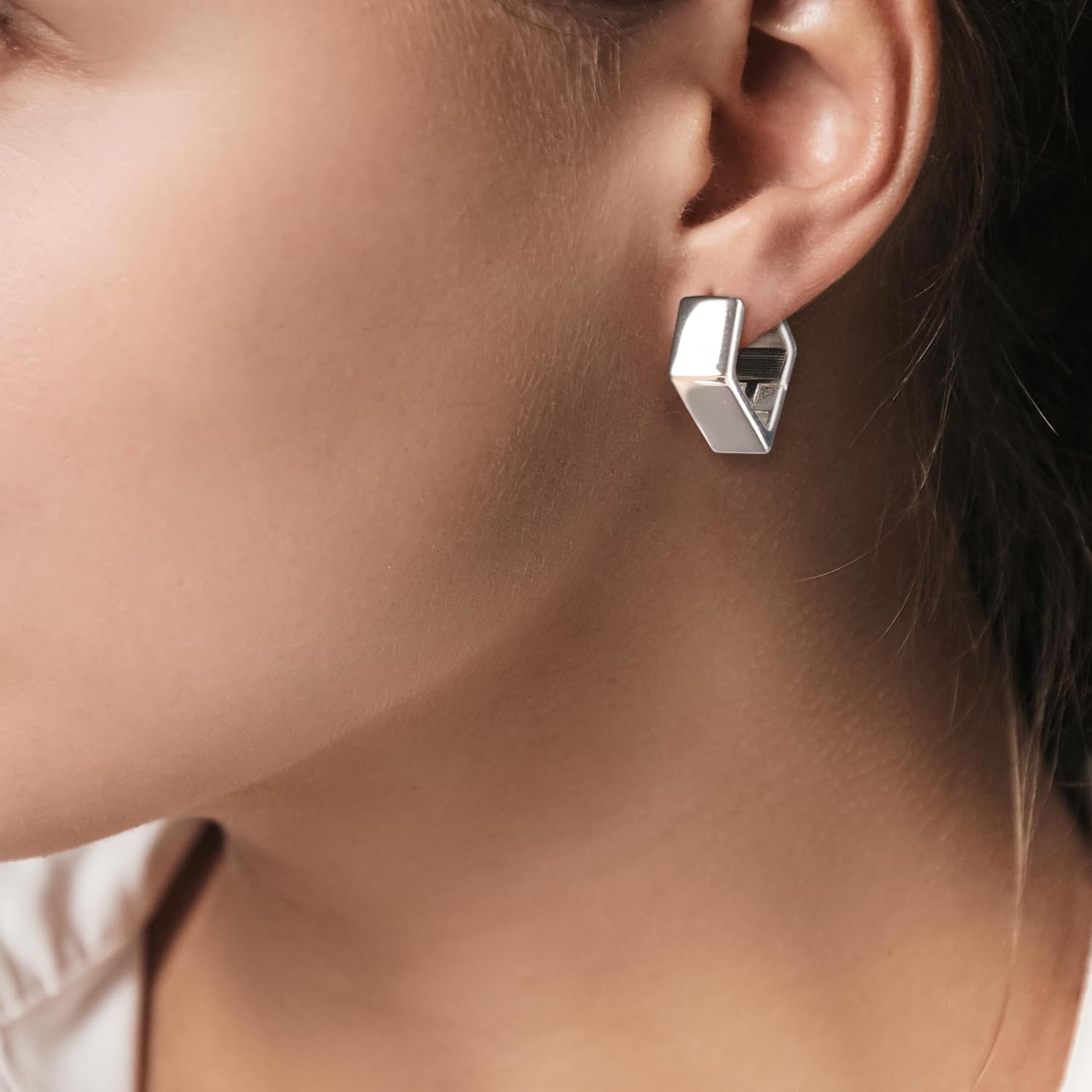 925 Sterling Silver 14k Gold Plated Chunky Huggie Hoop Earrings for Women - Small Square Hoops, Cute Thick Earrings, Trendy Jewelry Gifts - Image 3