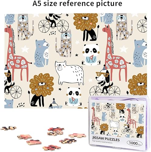 Miniatura 7 de Rompecabezas de 1000 piezas para adultos, piezas familiares que encajan perfectamente entre sí de 27.5 x 19.7 pulgadas, animales dibujados a mano