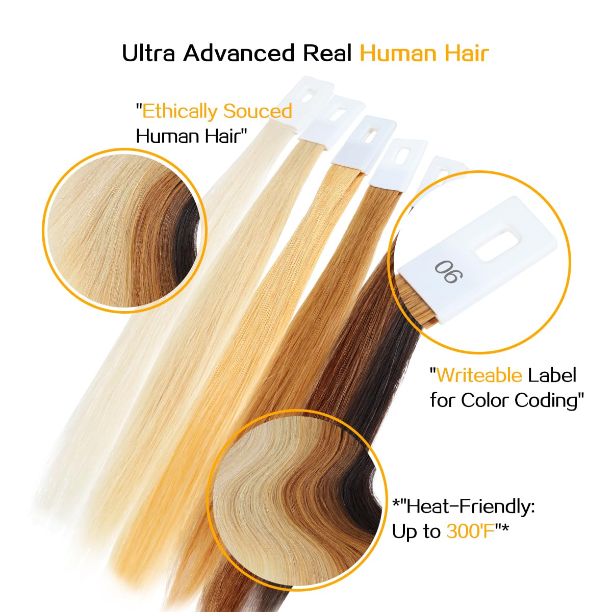 Hair Swatches for Testing Color, 6 Different Levels, Sample Kit for Salon, Natural Remy Human Hair, 8 Inch 30 Pieces per Pack