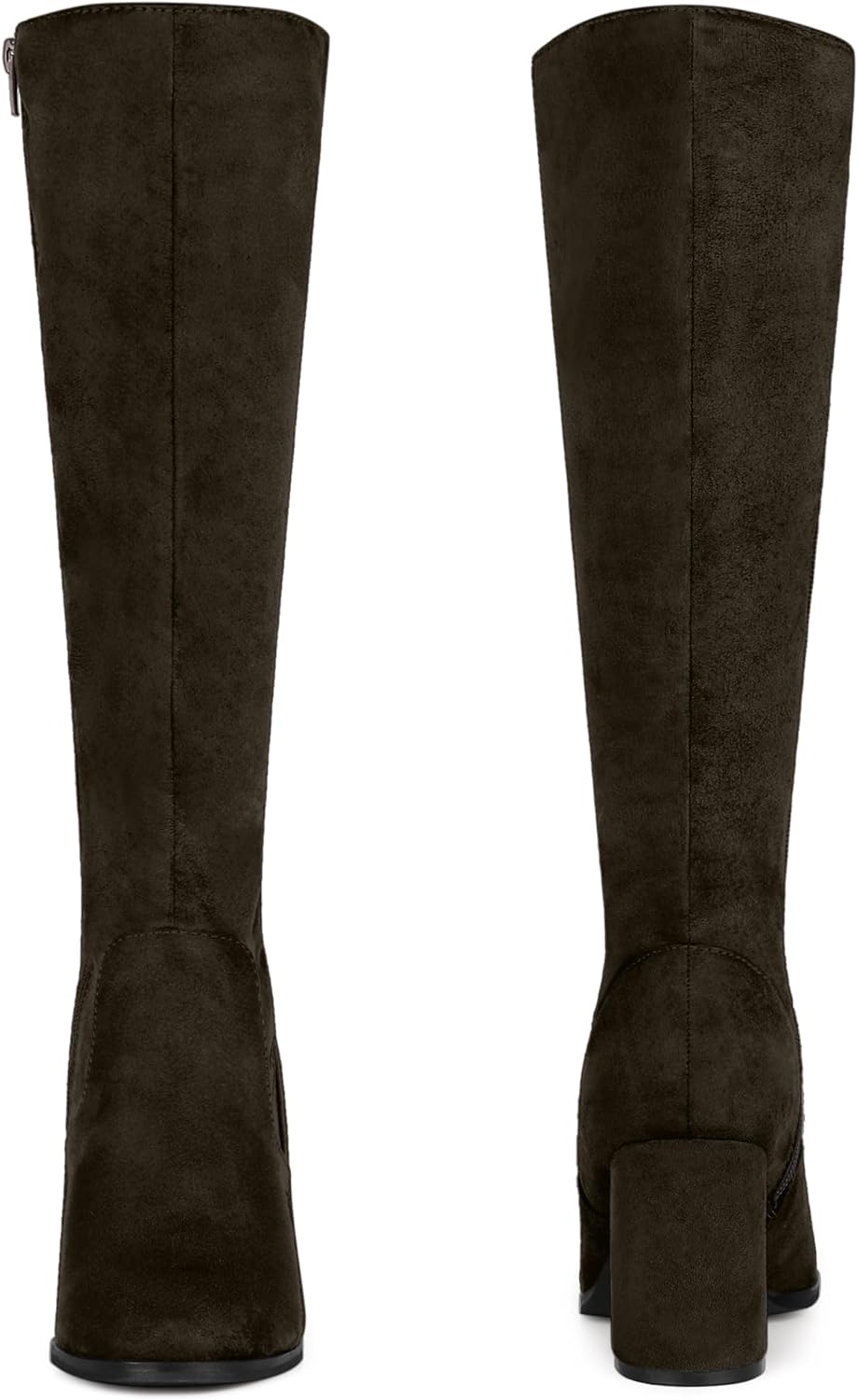 Allegra K Women's Side Zipper Chunky Heel Knee High Boots