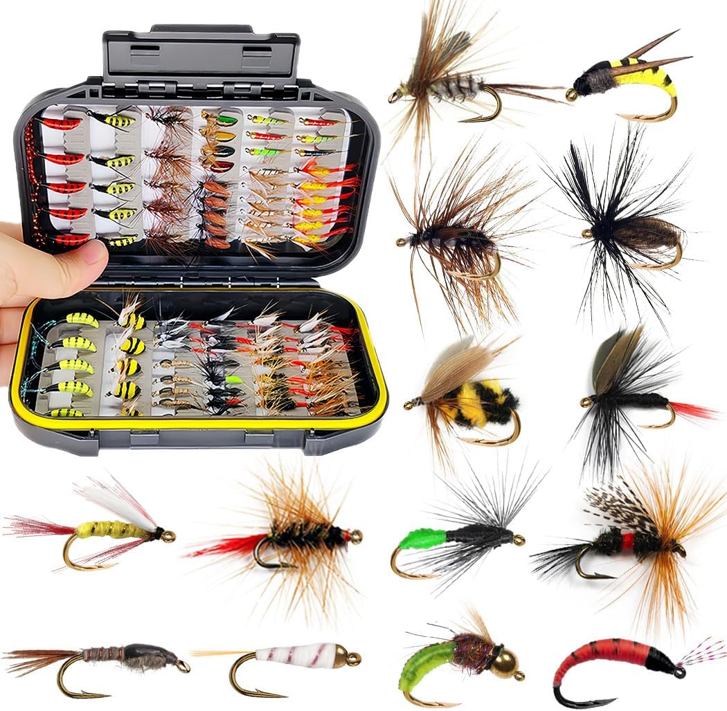 80Pieces Fly Fishing Flies Wet Trout Lure for Bass/Trout/Salmon/Catfish Fishing Fly Nymph Files